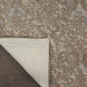 Homeroots 8' X 10' Gray And Brown Damask Distressed Area Rug  Cotton,Polyester 550944