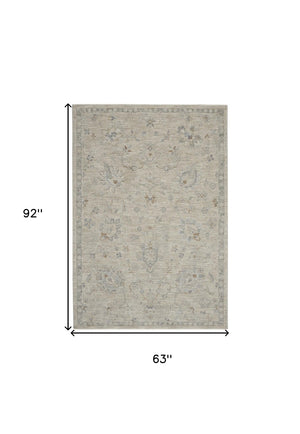 HomeRoots 5' Beige and Gray Floral Medallion Area Rug - Timeless Style for Living Rooms and Dining Spaces 5' X 8' 550945