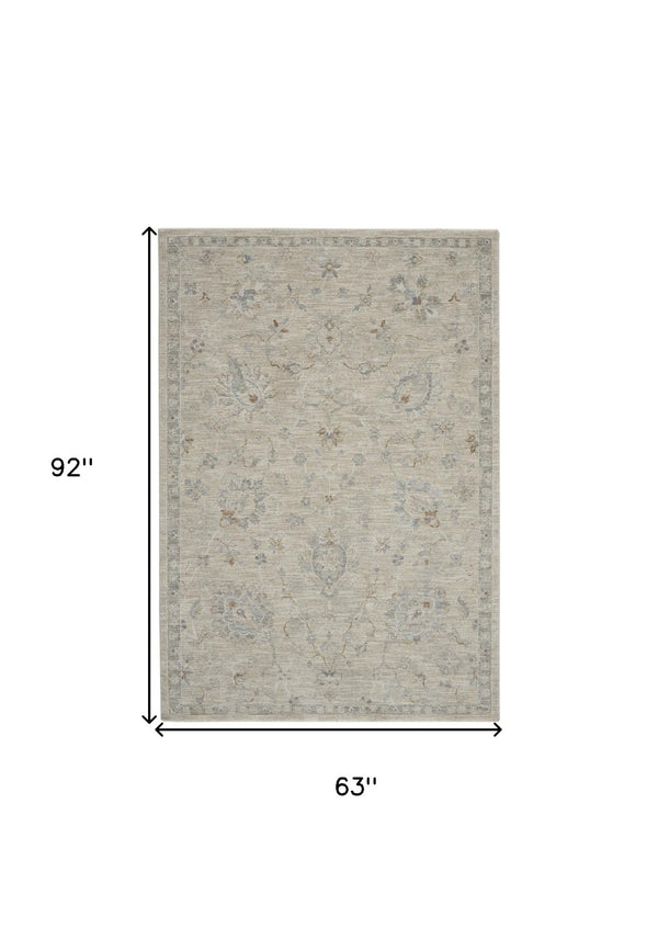 HomeRoots 5' Beige and Gray Floral Medallion Area Rug - Timeless Style for Living Rooms and Dining Spaces 5' X 8' 550945