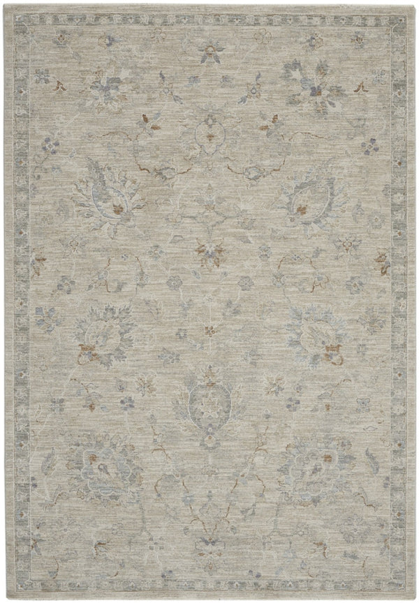 HomeRoots 5' Beige and Gray Floral Medallion Area Rug - Timeless Style for Living Rooms and Dining Spaces 5' X 8' 550945