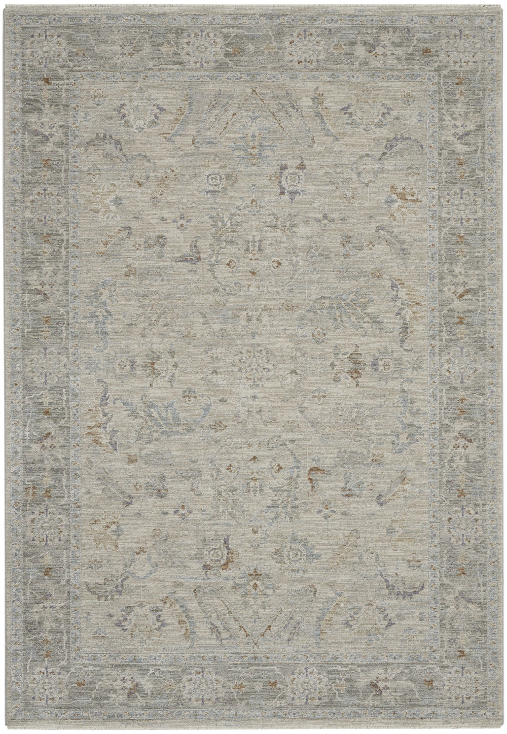 Homeroots 5' X 8' Beige And Gray Floral Power Loom Area Rug  Polypropylene,Polyester 550946