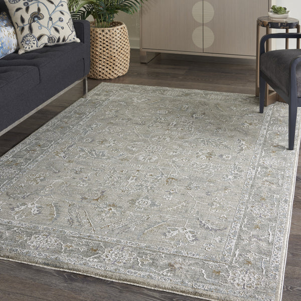 Homeroots 5' X 8' Beige And Gray Floral Power Loom Area Rug  Polypropylene,Polyester 550946