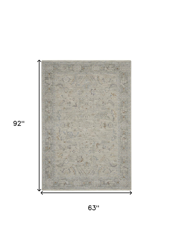 Homeroots 5' X 8' Beige And Gray Floral Power Loom Area Rug  Polypropylene,Polyester 550946