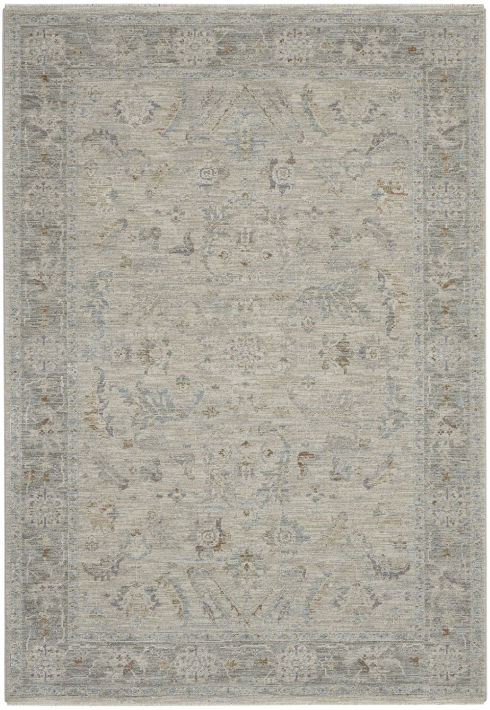 HomeRoots 5' Elegant Beige and Gray Floral Area Rug - Durable, Machine-Made Design for Cozy Home Décor 5' X 8' 550946