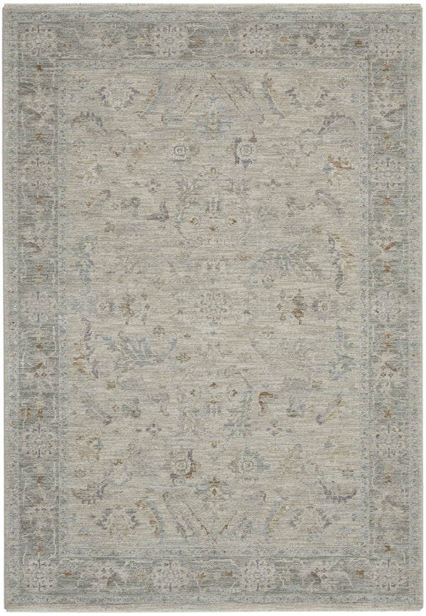 HomeRoots 5' Elegant Beige and Gray Floral Area Rug - Durable, Machine-Made Design for Cozy Home Décor 5' X 8' 550946