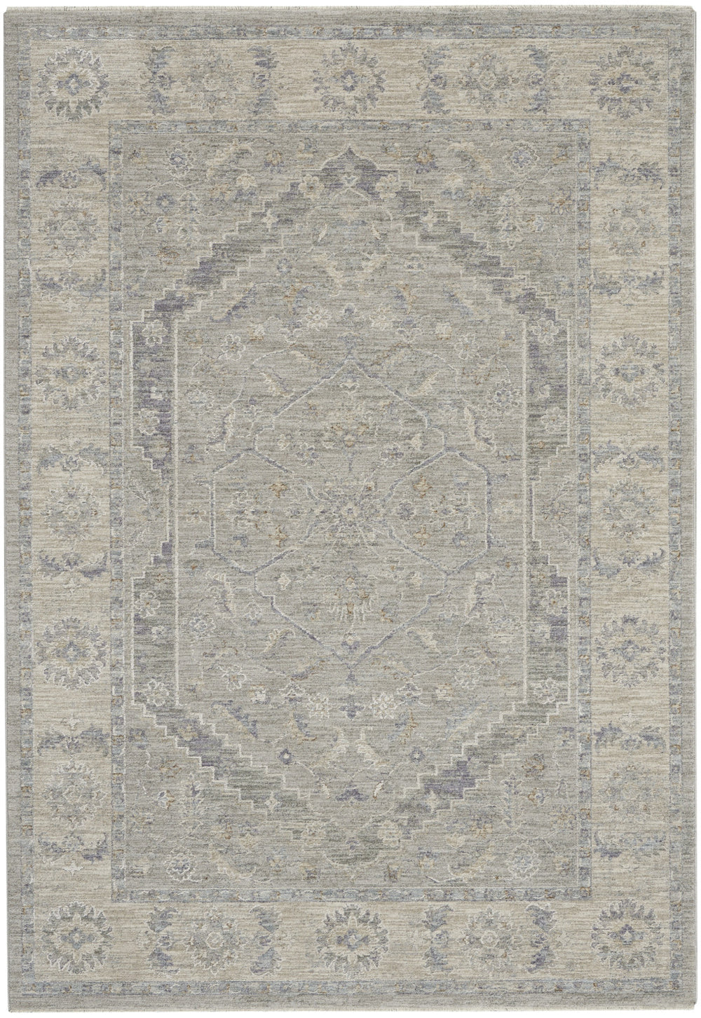 Homeroots 5' X 8' Beige And Gray Floral Medallion Power Loom Area Rug  Polypropylene,Polyester 550947