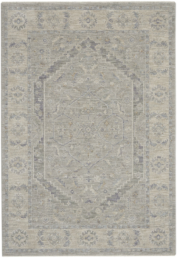 Homeroots 5' X 8' Beige And Gray Floral Medallion Power Loom Area Rug  Polypropylene,Polyester 550947