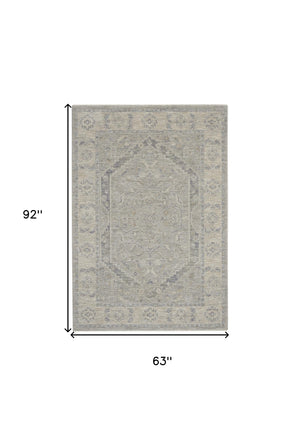 Homeroots 5' X 8' Beige And Gray Floral Medallion Power Loom Area Rug  Polypropylene,Polyester 550947