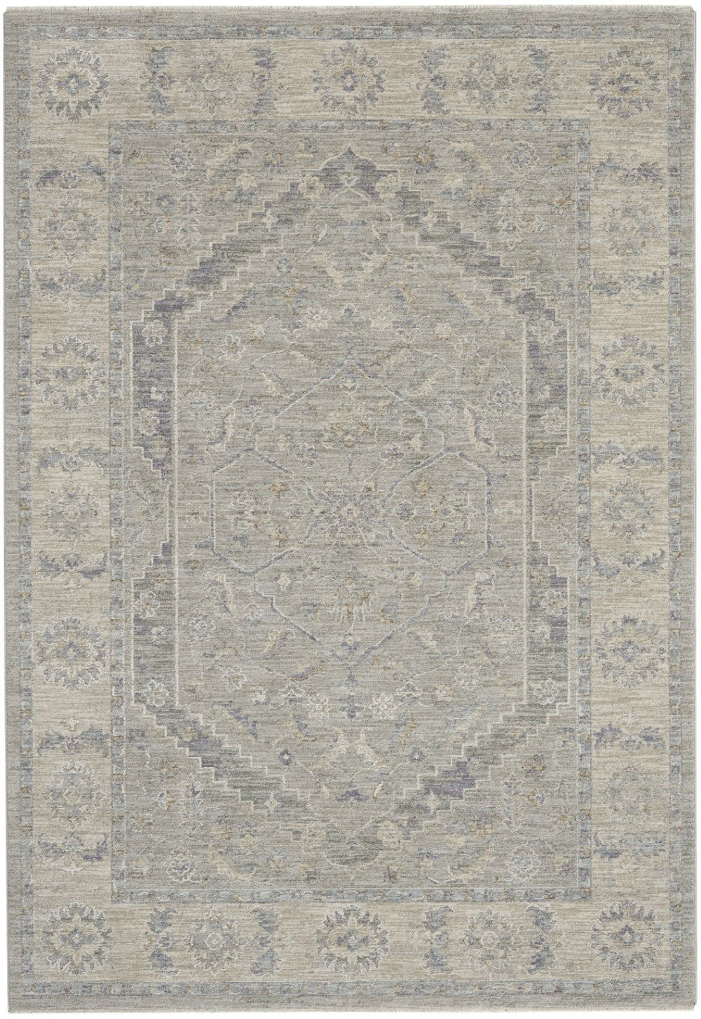 HomeRoots 4' Gray Floral Medallion Area Rug - Elegant Power Loom Design for Timeless Style in Any Space 5' X 8' 550947