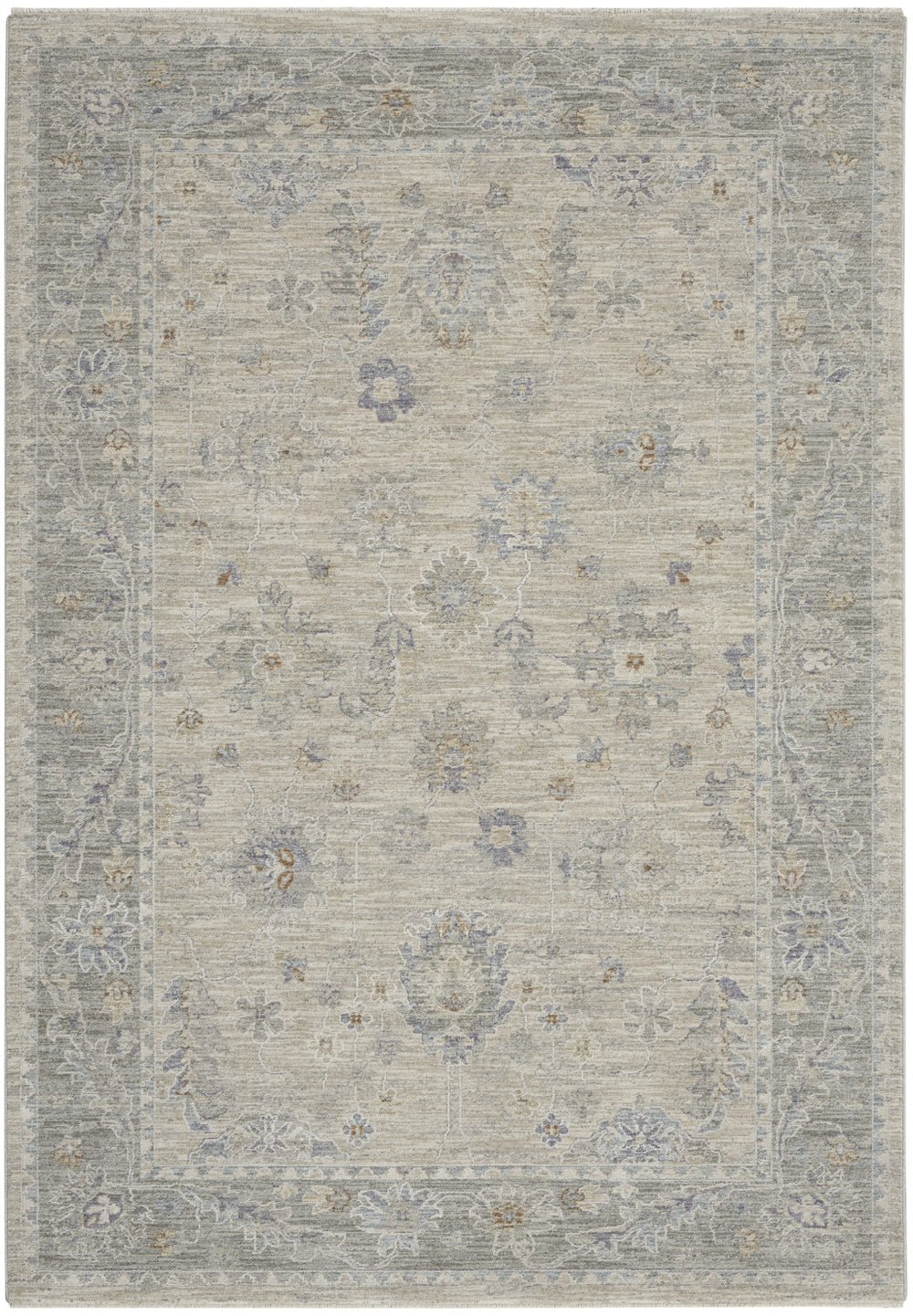 Homeroots 5' X 8' Beige And Gray Floral Power Loom Area Rug  Polypropylene,Polyester 550948