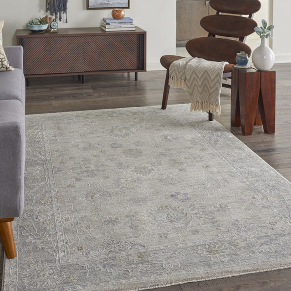HomeRoots 4' Timeless Gray and Dark Gray Floral Power Loomed Area Rug for Elegant Home Décor and Comfort 5' X 8' 550948