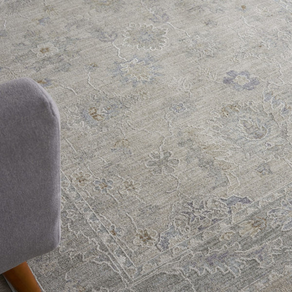 HomeRoots 4' Timeless Gray and Dark Gray Floral Power Loomed Area Rug for Elegant Home Décor and Comfort 5' X 8' 550948