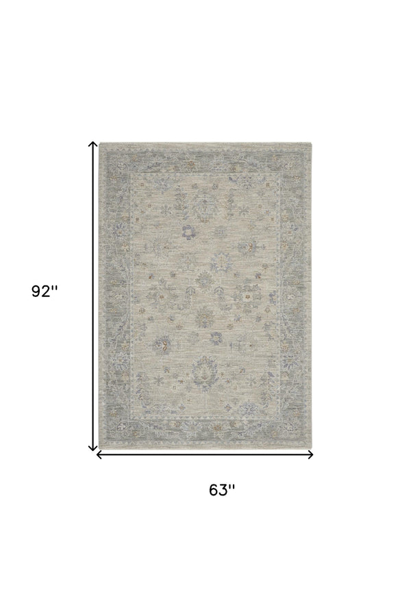 Homeroots 5' X 8' Beige And Gray Floral Power Loom Area Rug  Polypropylene,Polyester 550948