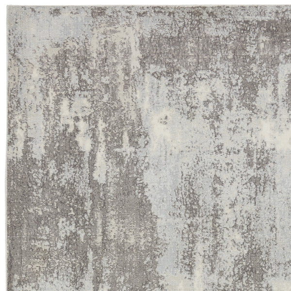 Homeroots 4' X 6' Gray Ivory & Light Blue Abstract Non-skid Area Rug - Durable, Stylish, Perfect For Any Space!  Polypropylene,Polyester 550951