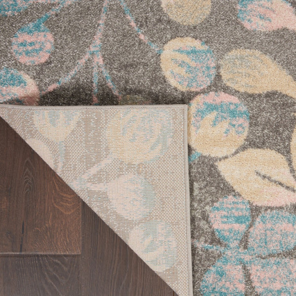 HomeRoots 5' Tropical Floral Area Rug in Beige, Gray & Blue - Perfect for Cozy Living Spaces & High Traffic Areas 5' X 7' 550952