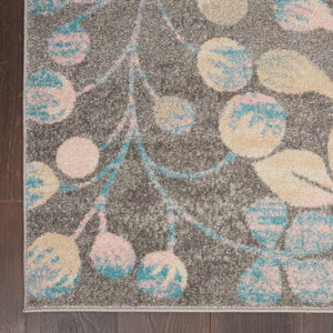 HomeRoots 5' Tropical Floral Area Rug in Beige, Gray & Blue - Perfect for Cozy Living Spaces & High Traffic Areas 5' X 7' 550952