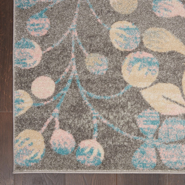 HomeRoots 5' Tropical Floral Area Rug in Beige, Gray & Blue - Perfect for Cozy Living Spaces & High Traffic Areas 5' X 7' 550952