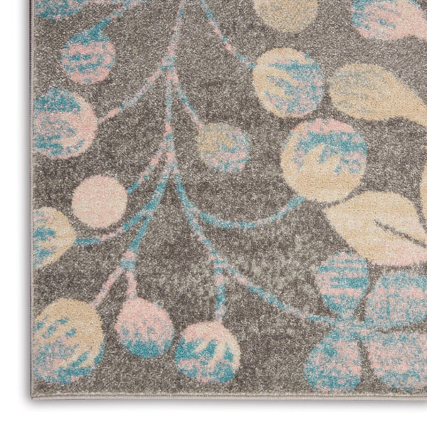 HomeRoots 5' Tropical Floral Area Rug in Beige, Gray & Blue - Perfect for Cozy Living Spaces & High Traffic Areas 5' X 7' 550952