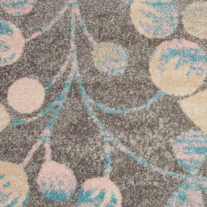 Homeroots 6' Beige Gray And Blue Botanical Leaves Area Rug - Durable, Stain Resistant, Perfect For Homes With Kids  Polypropylene 550954