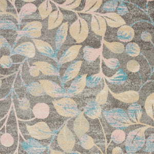 Homeroots 6' Beige Gray And Blue Botanical Leaves Area Rug - Durable, Stain Resistant, Perfect For Homes With Kids  Polypropylene 550954