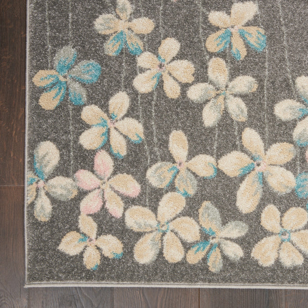 Homeroots 6' X 9' Beige And Gray Floral Area Rug - Stain Resistant, Durable, Perfect For Homes With Kids & Pets  Polypropylene 550955