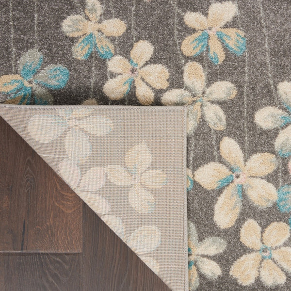 Homeroots 6' X 9' Beige And Gray Floral Area Rug - Stain Resistant, Durable, Perfect For Homes With Kids & Pets  Polypropylene 550955