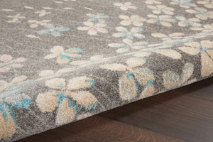 Homeroots 6' X 9' Beige And Gray Floral Area Rug - Stain Resistant, Durable, Perfect For Homes With Kids & Pets  Polypropylene 550955