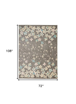 Homeroots 6' X 9' Beige And Gray Floral Area Rug - Stain Resistant, Durable, Perfect For Homes With Kids & Pets  Polypropylene 550955