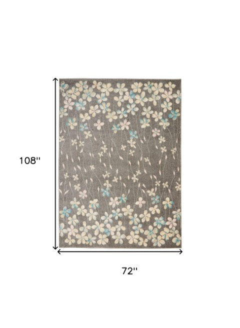 Homeroots 6' X 9' Beige And Gray Floral Area Rug - Stain Resistant, Durable, Perfect For Homes With Kids & Pets  Polypropylene 550955