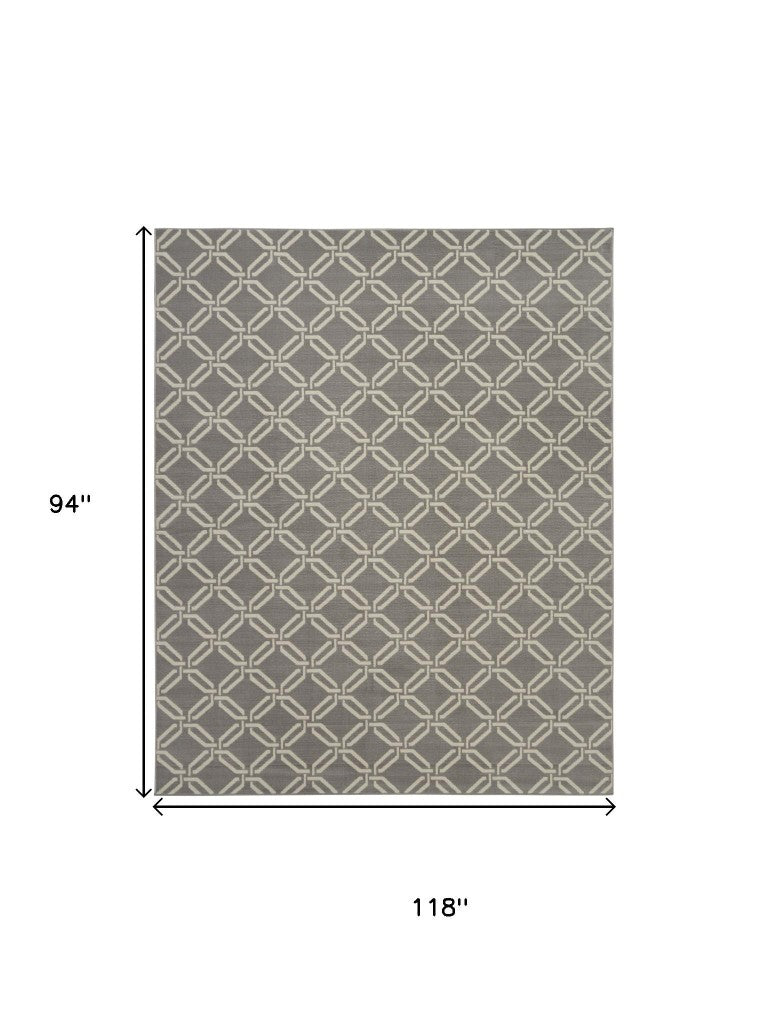8 Foot by 10 Gray Trellis Power Loomed Area Rug for Living Rooms