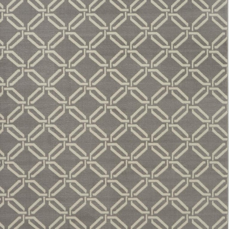 8 Foot by 10 Gray Trellis Power Loomed Area Rug for Living Rooms