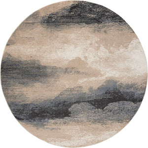HomeRoots 5' Abstract Gray, Black & Beige Non-Skid Rug – Durable, Stain-Resistant Design for Modern Interiors 8' Round 550963