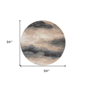 HomeRoots 5' Abstract Gray, Black & Beige Non-Skid Rug – Durable, Stain-Resistant Design for Modern Interiors 8' Round 550963