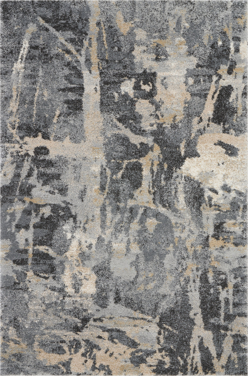 Homeroots 4' X 6' Ivory Black And Gray Abstract Distressed Area Rug  Polypropylene 550964