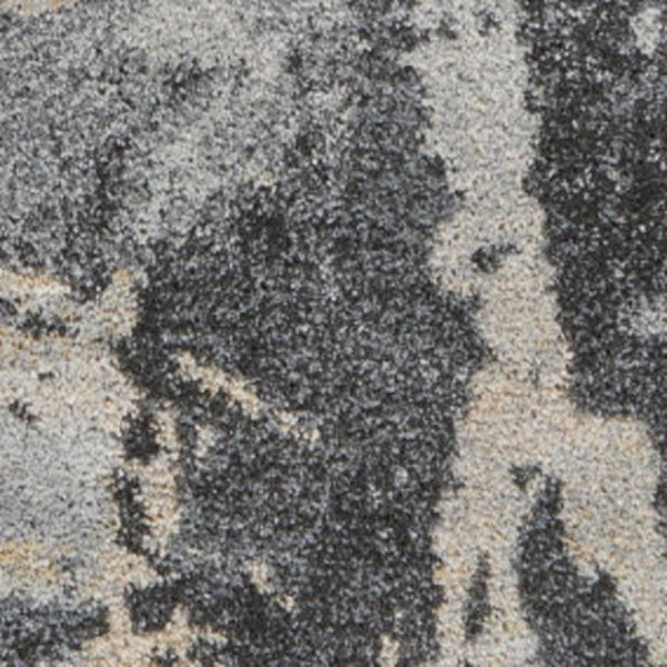 HomeRoots 4' Abstract Distressed Area Rug in Ivory, Black & Gray - Soft, Stylish, Stain-Resistant for Homes 4' X 6' 550964