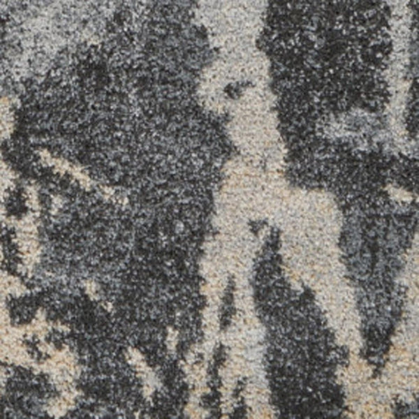 HomeRoots 4' Abstract Distressed Area Rug in Ivory, Black & Gray - Soft, Stylish, Stain-Resistant for Homes 4' X 6' 550964