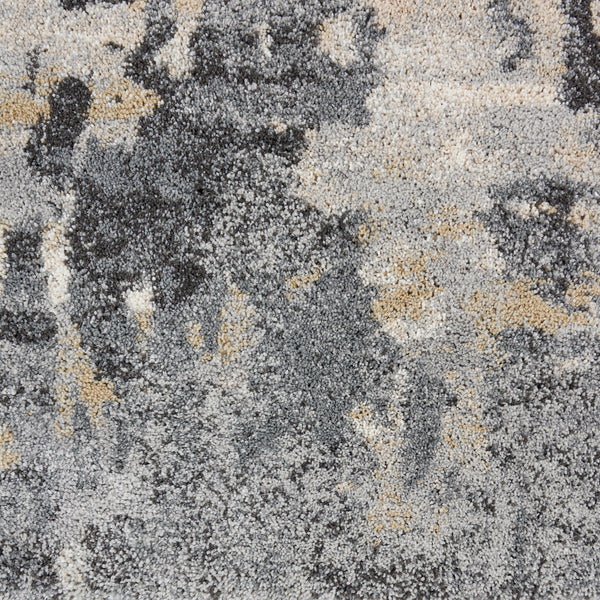 Homeroots 4' X 6' Ivory Black And Gray Abstract Distressed Area Rug  Polypropylene 550964