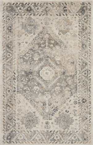 Homeroots 4' X 6' Cream And Gray Medallion Distressed Area Rug  Polypropylene 550965