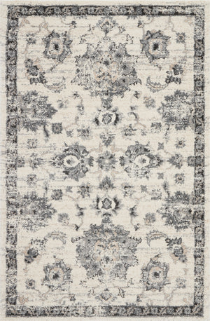 Homeroots 4' X 6' Cream And Gray Floral Medallion Distressed Area Rug  Polypropylene 550966