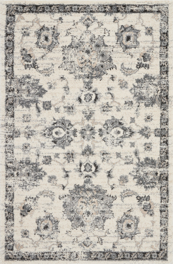 Homeroots 4' X 6' Cream And Gray Floral Medallion Distressed Area Rug  Polypropylene 550966