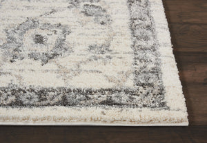 HomeRoots 4' Elegant Cream and Gray Floral Medallion Distressed Area Rug for Timeless Home Décor Appeal 4' X 6' 550966