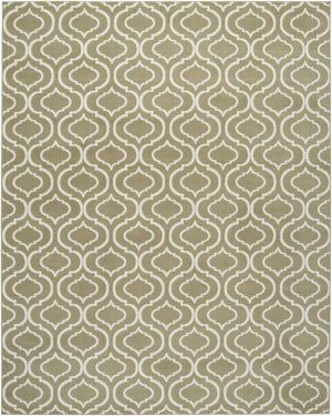 Homeroots 8' X 10' Olive Green And Ivory Trellis Non Skid Area Rug  Polypropylene 550974