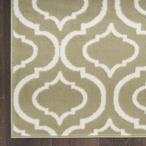 HomeRoots 8' Olive Green and Ivory Trellis Non-Skid Area Rug for Durable, Stylish Comfort in Any Room 8' X 10' 550974