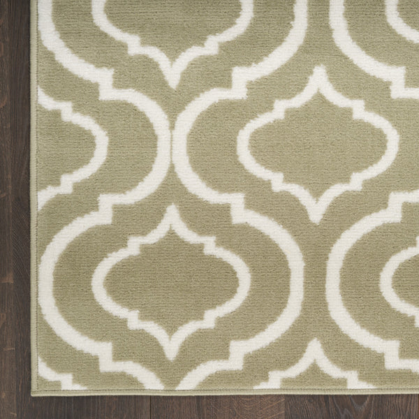 Homeroots 8' X 10' Olive Green And Ivory Trellis Non Skid Area Rug  Polypropylene 550974