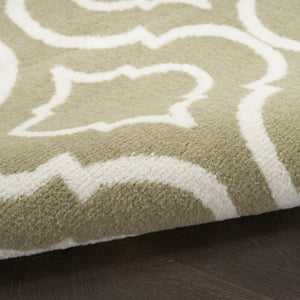 HomeRoots 8' Olive Green and Ivory Trellis Non-Skid Area Rug for Durable, Stylish Comfort in Any Room 8' X 10' 550974
