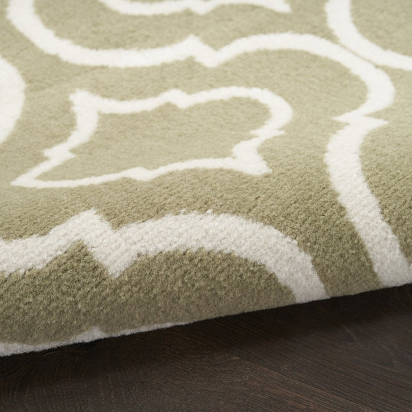 HomeRoots 8' Olive Green and Ivory Trellis Non-Skid Area Rug for Durable, Stylish Comfort in Any Room 8' X 10' 550974