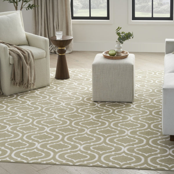 HomeRoots 8' Olive Green and Ivory Trellis Non-Skid Area Rug for Durable, Stylish Comfort in Any Room 8' X 10' 550974