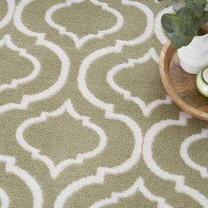 HomeRoots 8' Olive Green and Ivory Trellis Non-Skid Area Rug for Durable, Stylish Comfort in Any Room 8' X 10' 550974