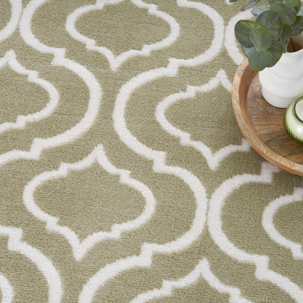HomeRoots 8' Olive Green and Ivory Trellis Non-Skid Area Rug for Durable, Stylish Comfort in Any Room 8' X 10' 550974