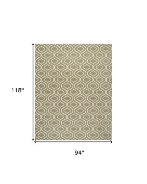 Homeroots 8' X 10' Olive Green And Ivory Trellis Non Skid Area Rug  Polypropylene 550974